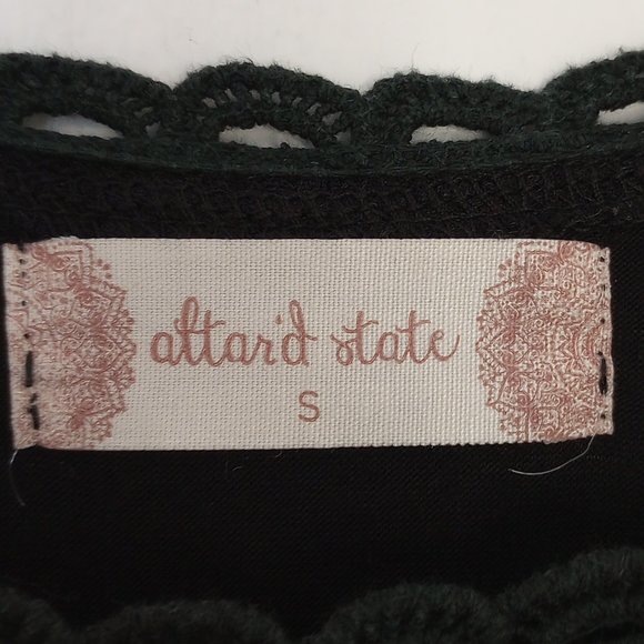 Altar'd State Black Lace Overlay Bell Sleeved Tunic Blouse - Picture 2 of 10